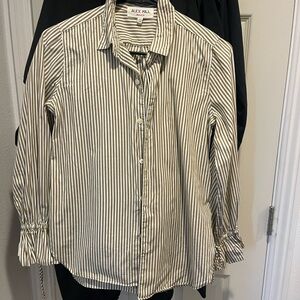 Alex Mill Beige and White Striped Blouse